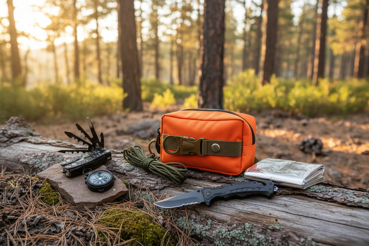 31 Pieces Survival Gear Kit in Outdoor Setting