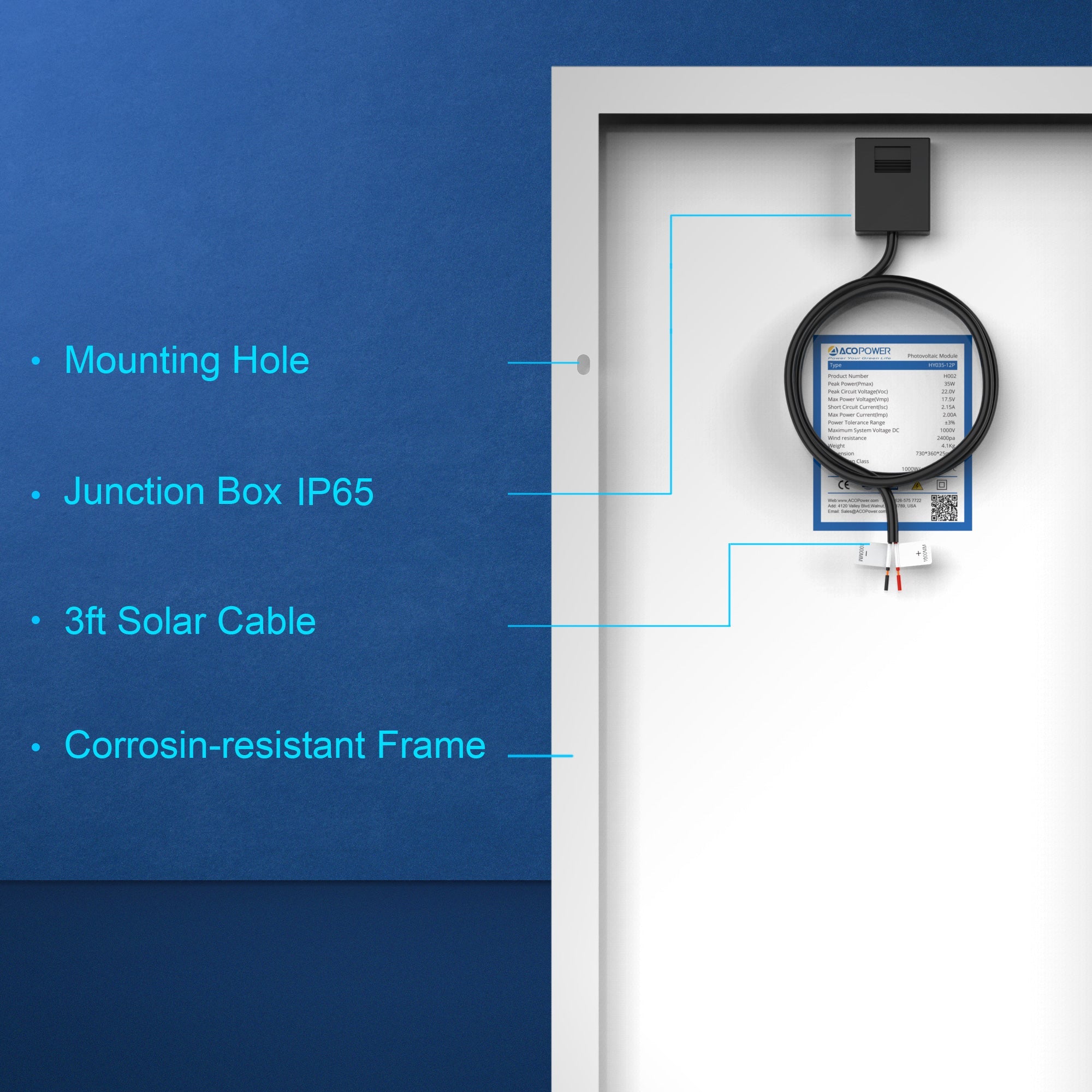 35 Watt 12 Volt Polycrystalline Solar Panel
